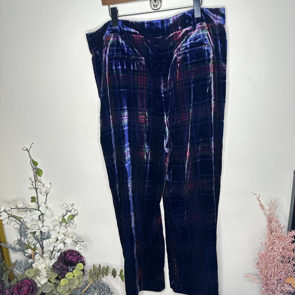 BODEN Chiswick Velvet Pants Navy and Red Check Sz 16-18R $198 {3R49} - Picture 3 of 5